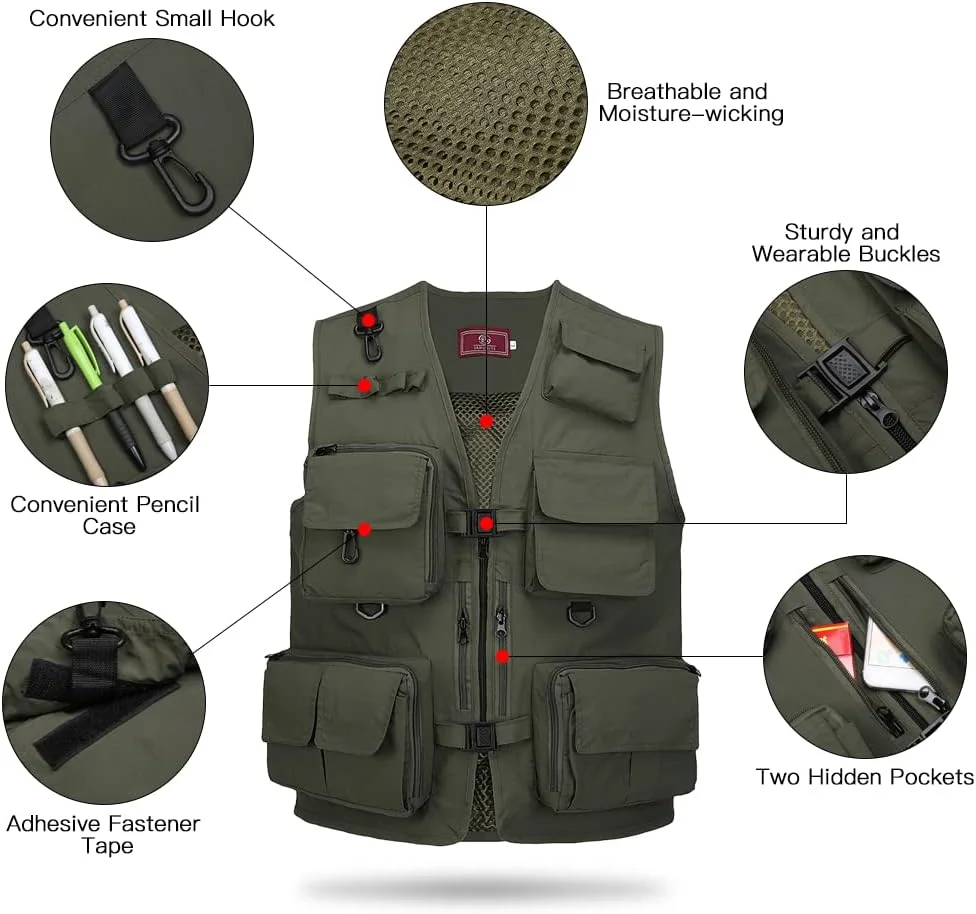 جلیقه چند جیب عکاسی ماهیگیری مردانه موریلیان، جلیقه توری تابستانی عکاس ماهیگیری، جلیقه خشکشونده سریع، سایز 30 جلیقه چند جیب عکاسی ماهیگیری مردانه موریلیان، جلیقه توری تابستانی عکاس ماهیگیری، جلیقه خشکشونده سریع، سایز 30