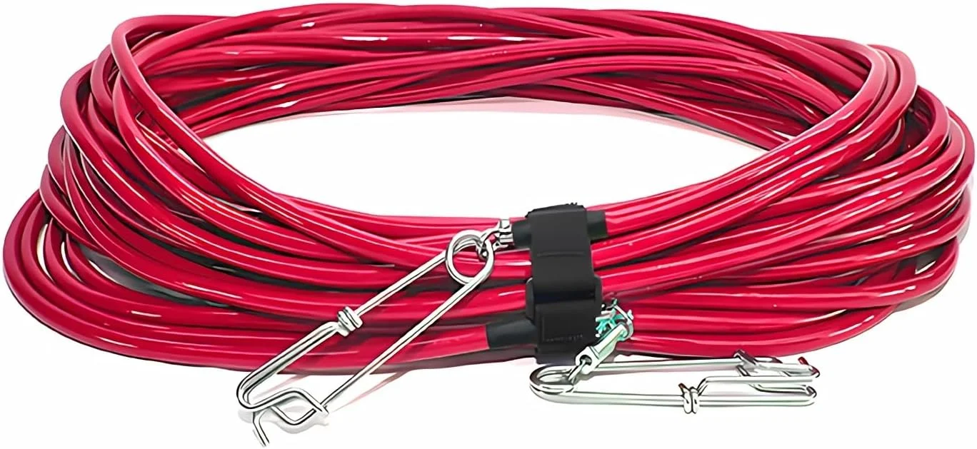 طناب شناور وینیلی مقاوم MIMIRACLE برای نیزه ماهیگیری و غواصی آزاد - قرمز با دید بالا، مقاومت کششی 250 کیلوگرم، گیره های استیل ضد زنگ - 30 متر