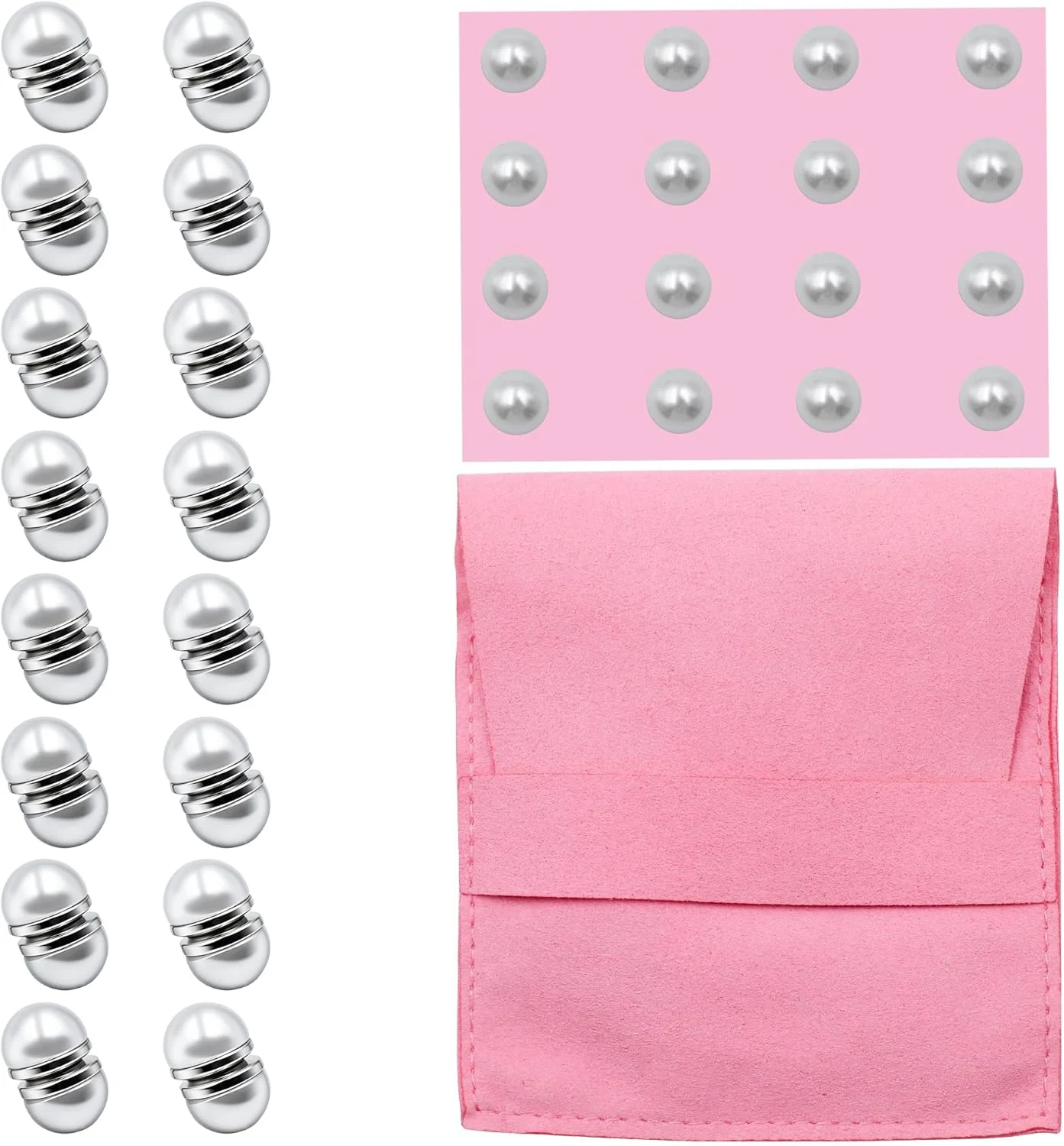 ۱۶ جفت وزنه مرواریدی تور، وزنه های نامرئی مغناطیسی تور عروس، وزنه های دو طرفه لباس برای باد، محکم کردن طولانی مدت برای عروسی های فضای باز، لوازم جانبی عروسی برای عروس