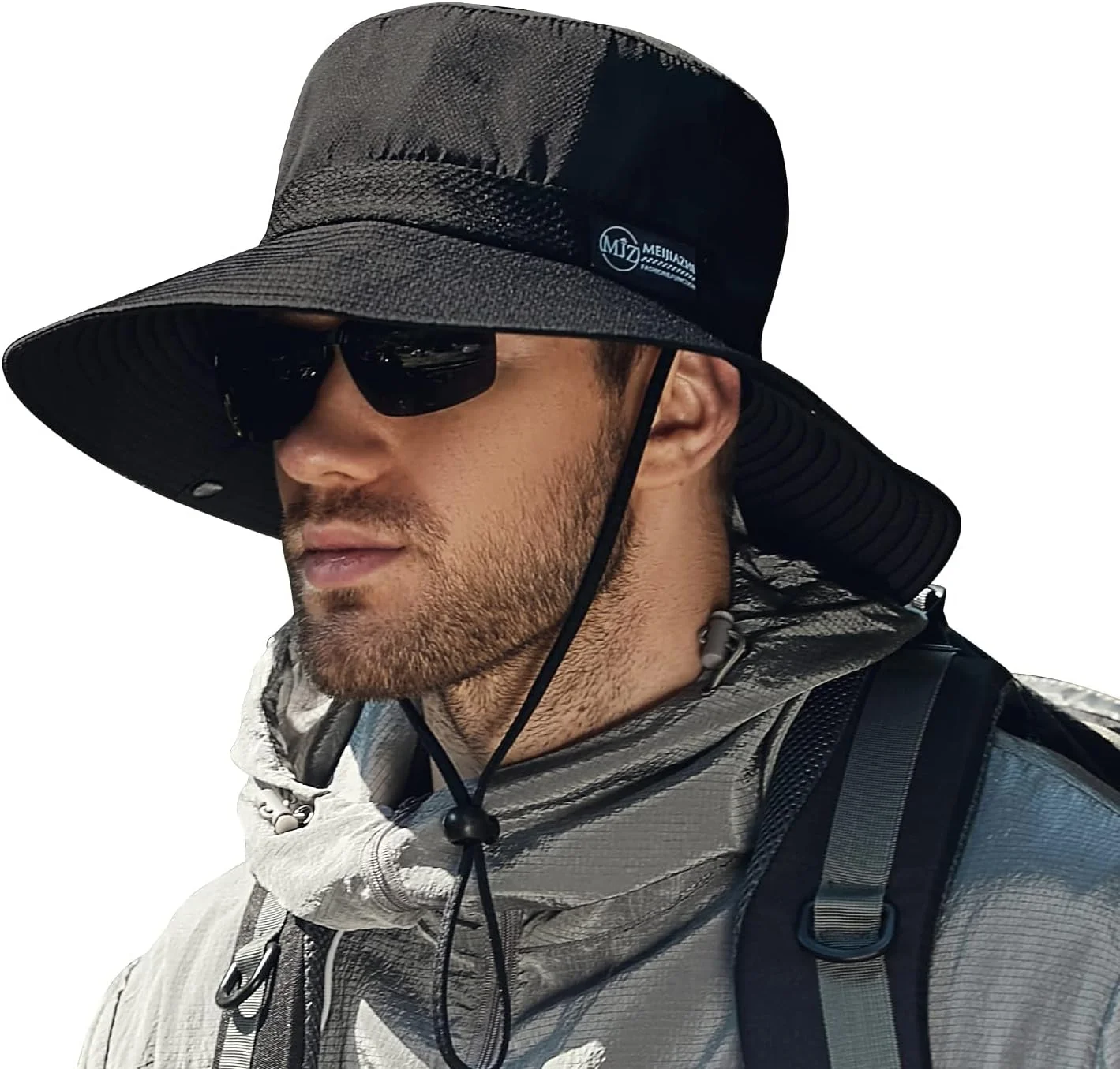 کلاه آفتابی لبه پهن مردانه - محافظت در برابر اشعه ماوراء بنفش UPF 50+، ضد آب، تنفس پذیر، کلاه تاشو برای فعالیت های ماهیگیری، پیاده روی، کمپینگ و تابستانی