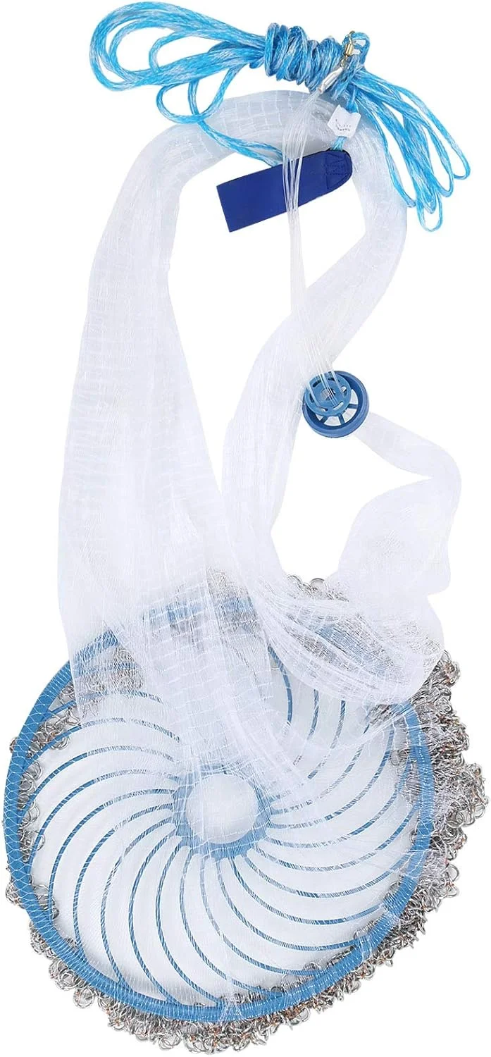 تور ماهیگیری دستی Luqeeg، تور ماهیگیری با دسته، تور پرتابی دستی با استحکام بالا 480 سانتی متری تلسکوپی برای تجهیزات طعمه