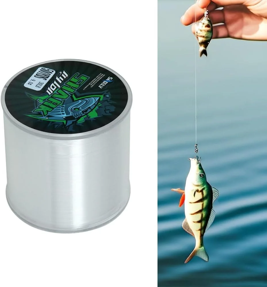 نخ ماهیگیری نایلونی شفاف گودرن، 457 متر / 500 یارد 0.5 میلی متر نخ ماهیگیری مونوفیلامنت الاستیک کششی کریستالی نایلونی رشته فوق العاده کششی چند منظوره برای ماهیگیری کاردستی آویز تزئینی