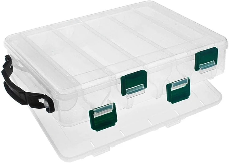 جعبه لوازم ماهیگیری، جعبه طعمه پلاستیکی دو طرفه، جعبه طعمه شفاف پلاستیکی ضد آب، مناسب برای نگهداری و سازماندهی ابزار و لوازم جانبی ماهیگیری