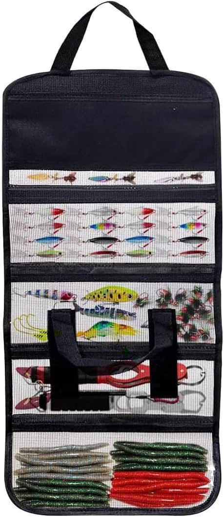 کیف جمع شونده طعمه ماهیگیری، کیف با کیفیت برای نگهداری طعمه ماهیگیری، 5 جیب توری تاشو قابل حمل، جعبه نگهداری طعمه ماهیگیری، ضد آب، ضد لغزش، چند منظوره، قابل حمل و آویزان کردن