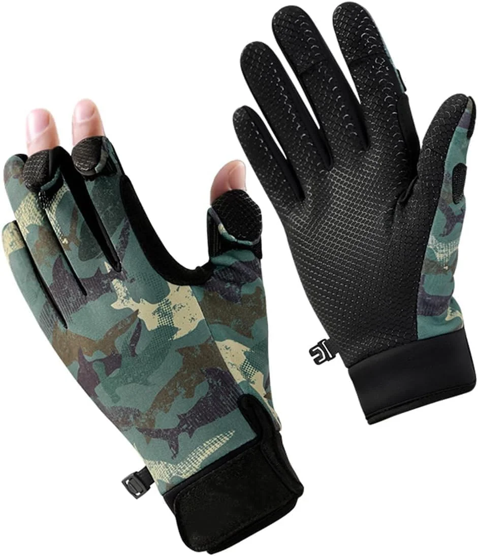 دستکش ماهیگیری زمستانی مردانه، دستکش شکار و قایقرانی، دستکش گرم ضد آب برای ورزش های فضای باز، دوچرخه سواری، پیاده روی، تجهیزات یخی و هوای سرد برای ماهیگیری و شکار (سبز/XL)