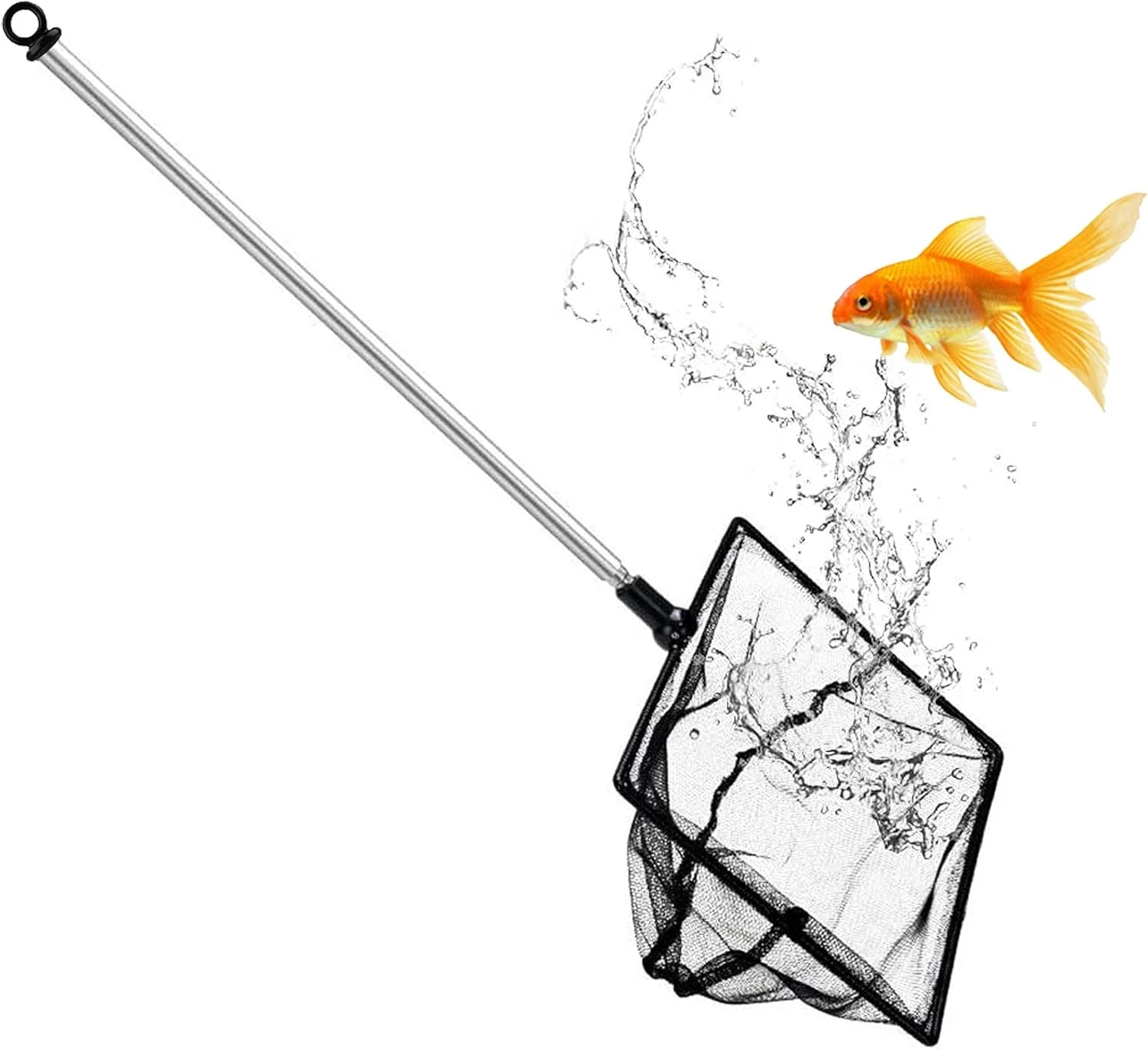 تور ماهیگیری برای آکواریوم، تور توری ریز با دسته بلند استیل ضد زنگ 28 تا 50 سانتی متری، تور ماهیگیری قابل افزایش طول برای آکواریوم ماهی، حوضچه، نهر (13 سانتی متر)