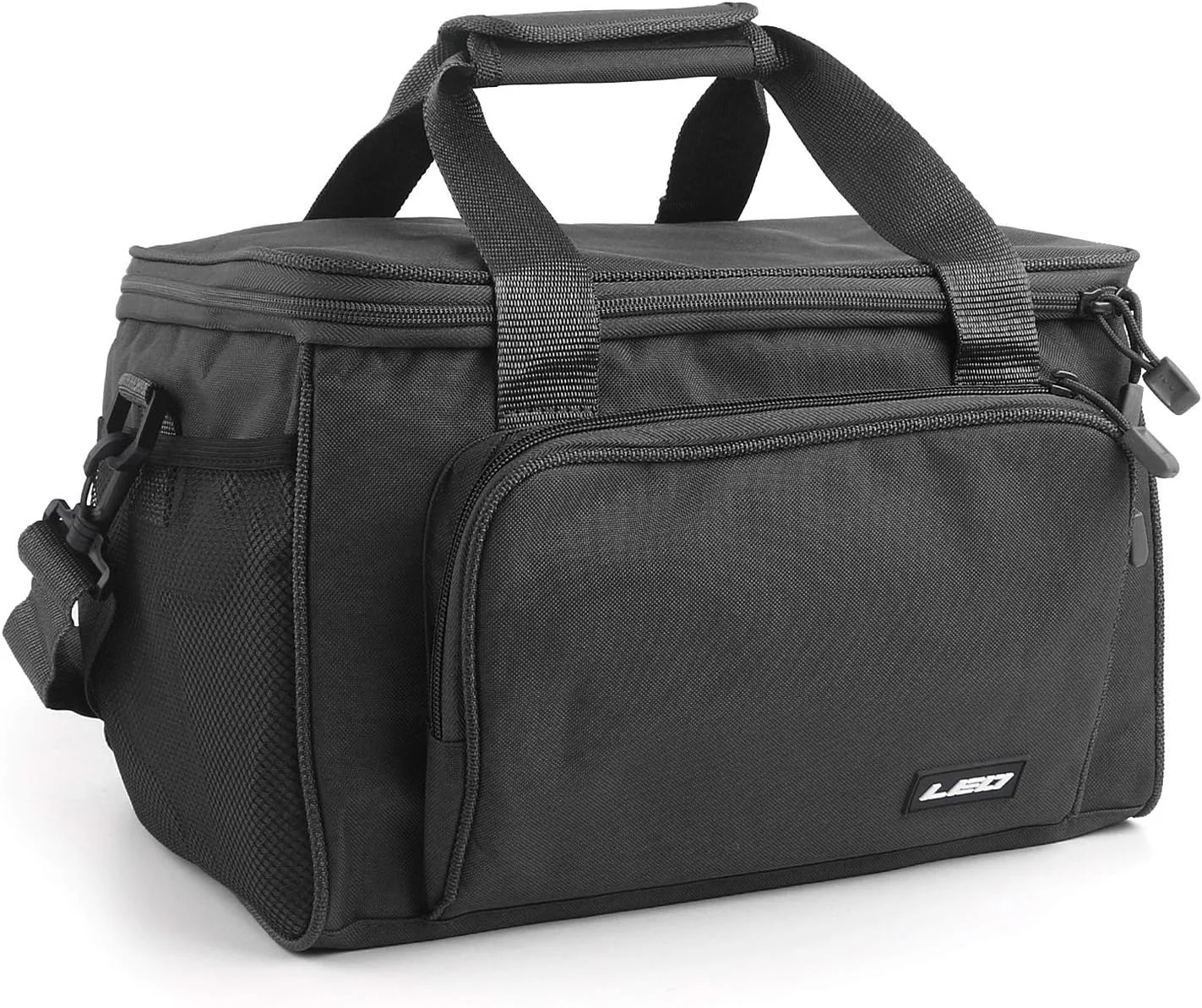 (مشکی) - کیف لوازم ماهیگیری ضدآب SupsShop، کیف حمل طعمه قابل حمل، کیف کمری کشویی برزنتی، کیف شانه ای، کیف ذخیره سازی چند منظوره بزرگ در فضای باز برای ماهیگیری، شکار، پیاده روی