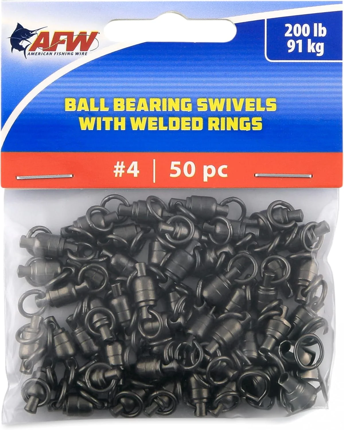 هرزگرد ماهیگیری بلبرینگی برنجی جامد AFW با حلقه های جوش داده شده دوبل - سر گلوله ای شکل ثبت شده برای کاهش مقاومت آب، روکش مشکی، لوازم ماهیگیری، تست تا 300 کیلوگرم