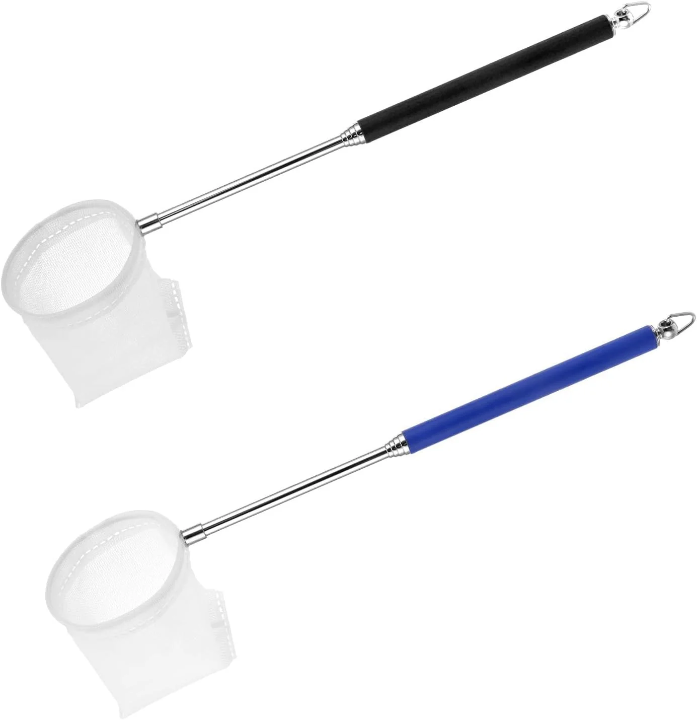 دو عدد تور ماهیگیری آکواریوم، تور جمع آوری میگو، تور کوچک آکواریوم با دسته استیل ضد زنگ قابل افزایش طول برای تانک های ماهی، آکواریوم ها و حوضچه های کوچک، مناسب برای کودکان، آقایان و بانوان