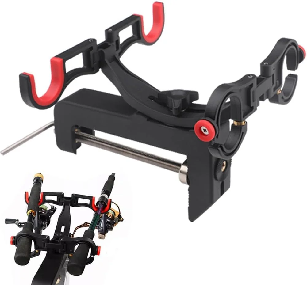 نگهدارنده دوگانه میله ماهیگیری با قابلیت تنظیم 360 درجه و تاشو برای قایق و کانو، پشتیبانی از 2 میله ماهیگیری، نصب عمودی یا افقی