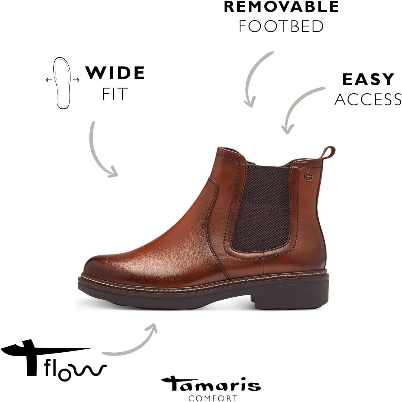 نیم بوت چلسی زنانه تاماریس مدل 8-85307-43