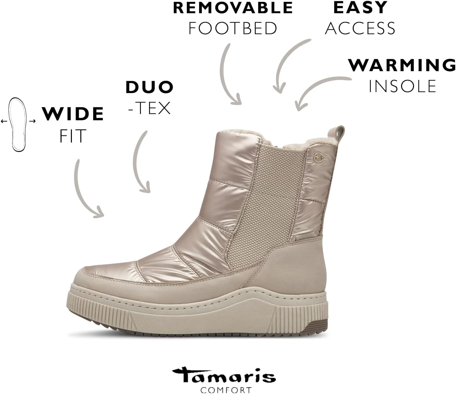 بوت زمستانی زنانه تامیریس کامفورت با کفی گرم و فناوری Tex
