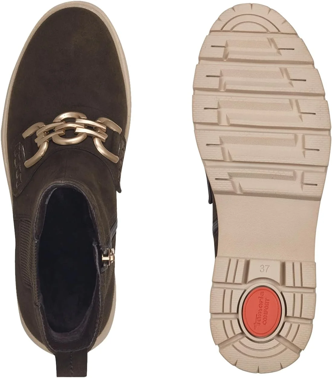 نیم بوت چلسی زنانه تاماریس مدل Comfort، ساخته شده از چرم، بدون آستر