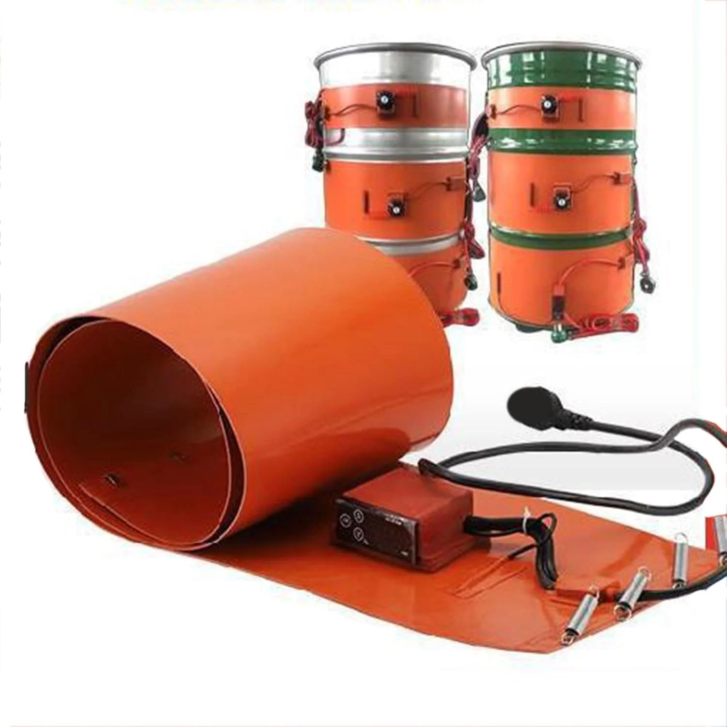 گرمکن بشکه 200 لیتری - پد گرمایش سیلیکونی، گرمکن نواری 120 ولت/220 ولت با ترموستات قابل تنظیم و کنترل ترموستات الکتریکی (سایز: 174 * 25 سانتی متر)