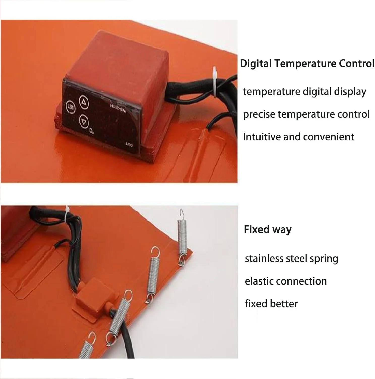 گرمکن بشکه 200 لیتری - پد گرمایش سیلیکونی، گرمکن نواری 120 ولت/220 ولت با ترموستات قابل تنظیم و کنترل ترموستات الکتریکی (سایز: 174 * 25 سانتی متر)