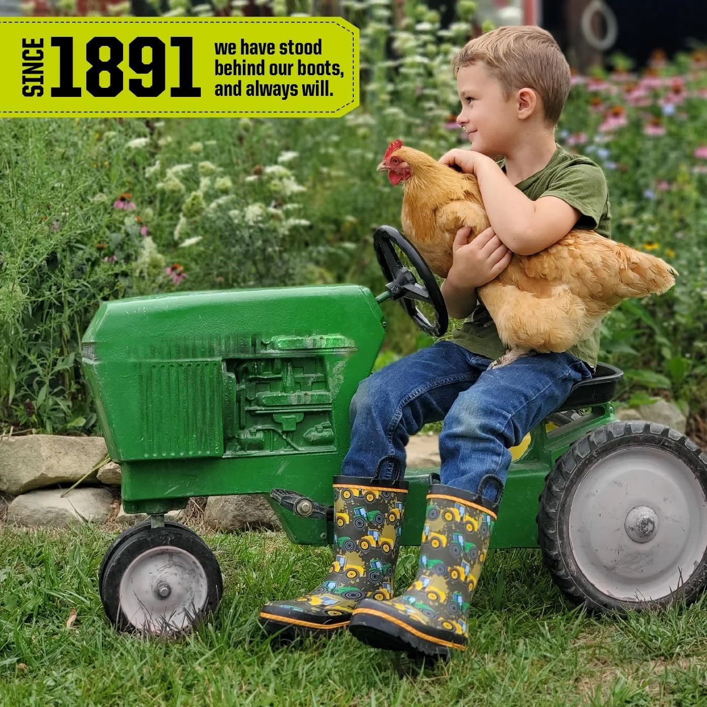 چکمه بارانی ضدآب طرح‌دار پسرانه وسترن چیف با دسته‌های آسان برای پوشیدن، مدیوم