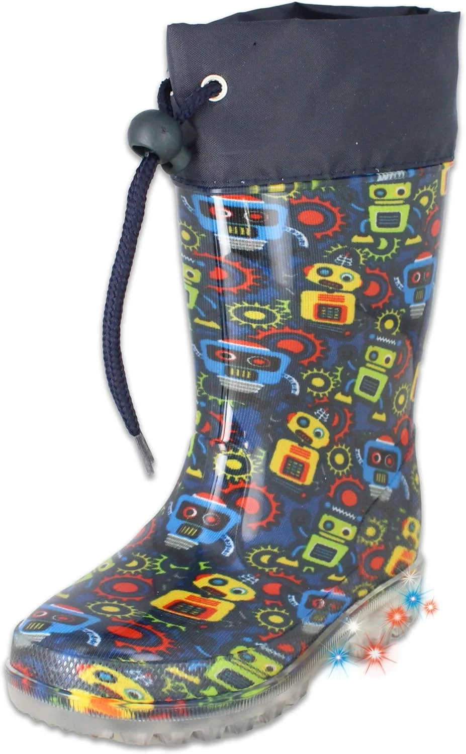 چکمه بارانی پسرانه بِک طرح ربات های چشمک زن چکمه بارانی پسرانه بِک طرح ربات های چشمک زن