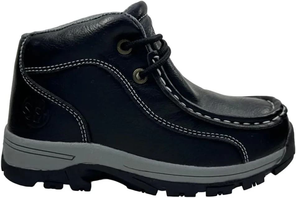 کفش بوت ساقدار پسرانه طرح آسمان، بند دار، راحت و ضد لغزش مناسب سفر، بهار و پاییز (مشکی، سایز 30)