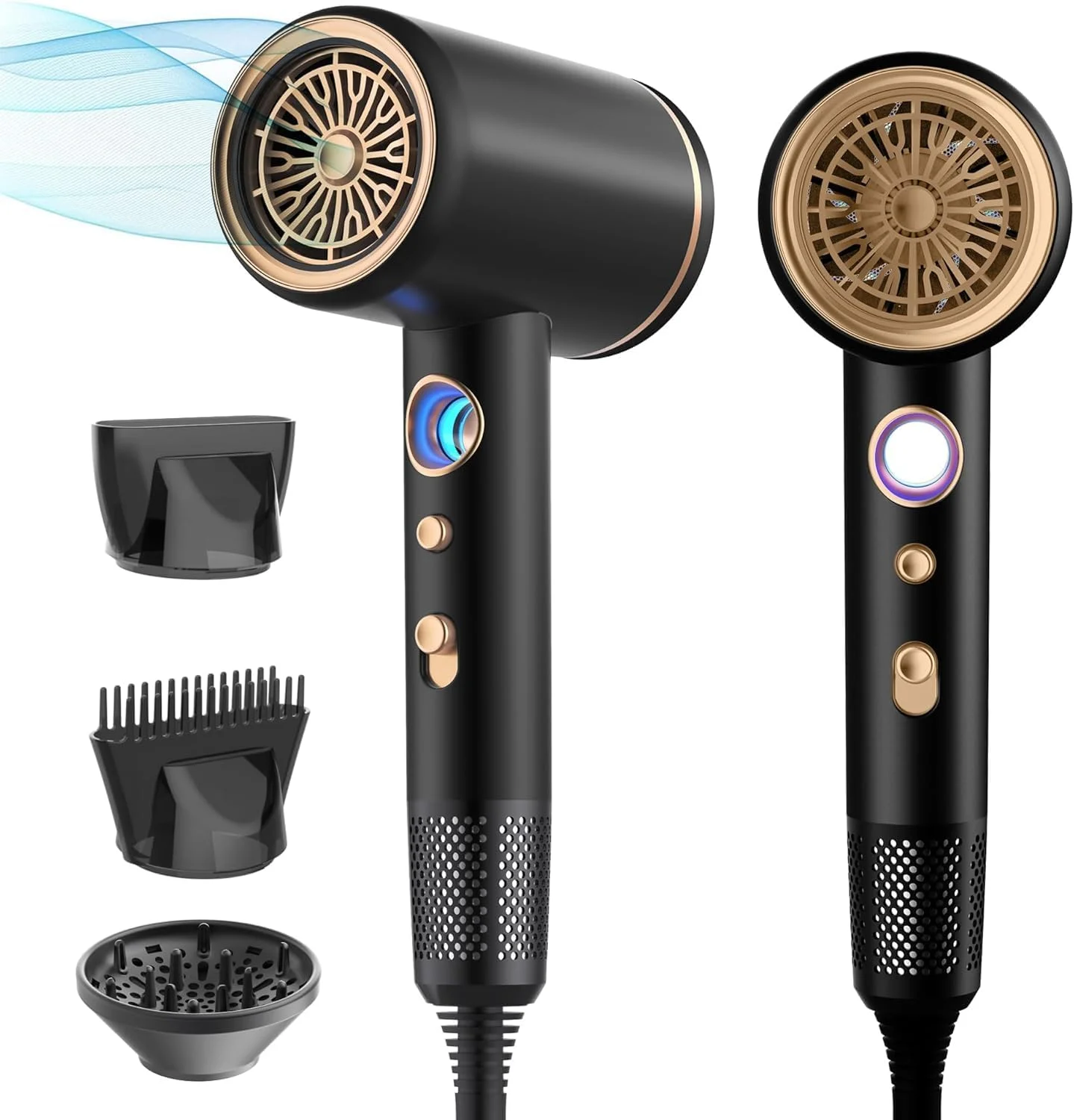 سشوار یونی سبک وزن، سشوار 2400 واتی، سشوار یونی حرفه ای، سشوار با موتور AC قدرتمند خشک کننده سریع، 2 سرعت 3 تنظیم حرارت، 1 دفیوزر و 2 متمرکز کننده، سشوار مسافرتی