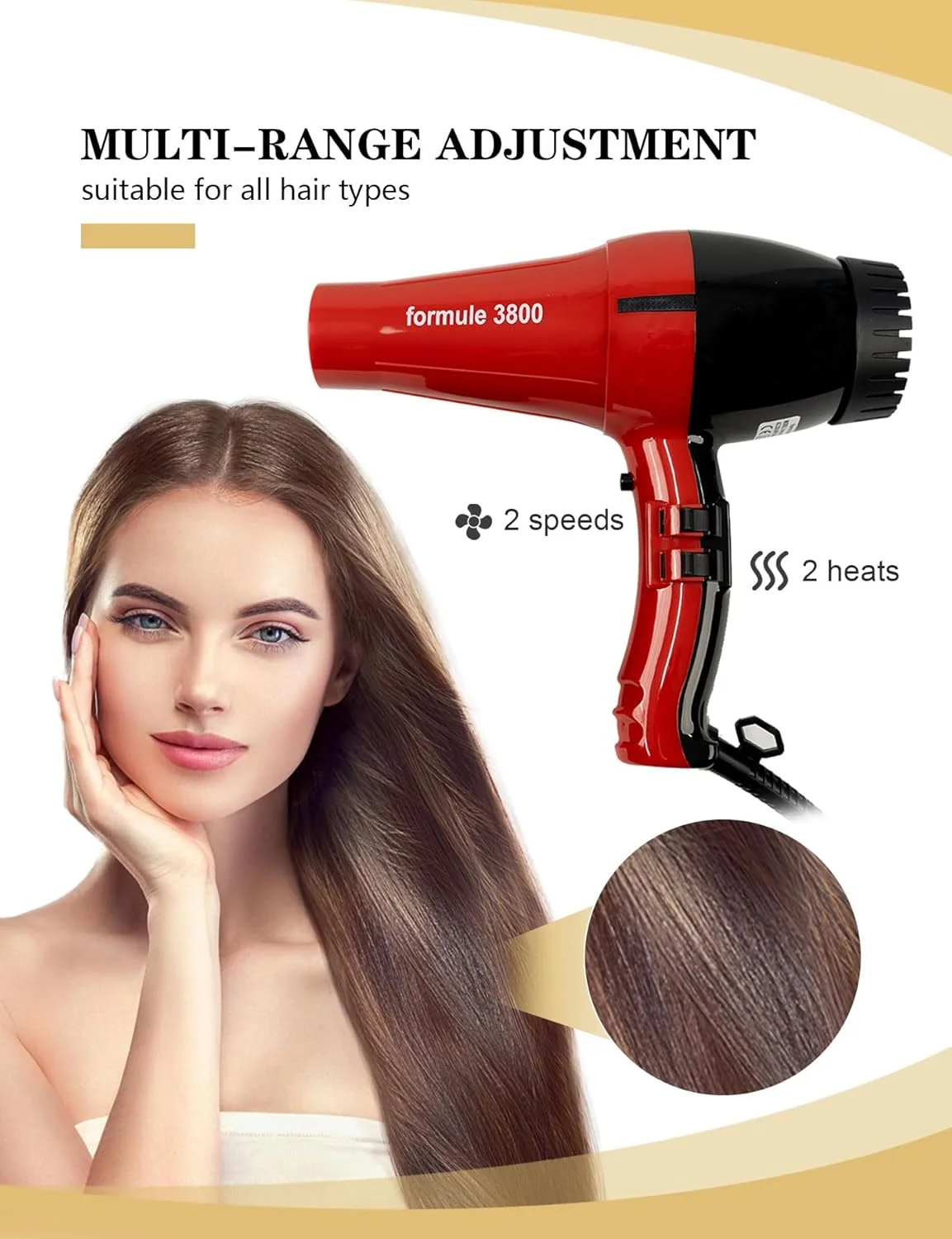 سشوار موی حرفه ای قدرتمند - ایده آل برای استفاده شخصی و سالنی - بهترین سشوار (قرمز)