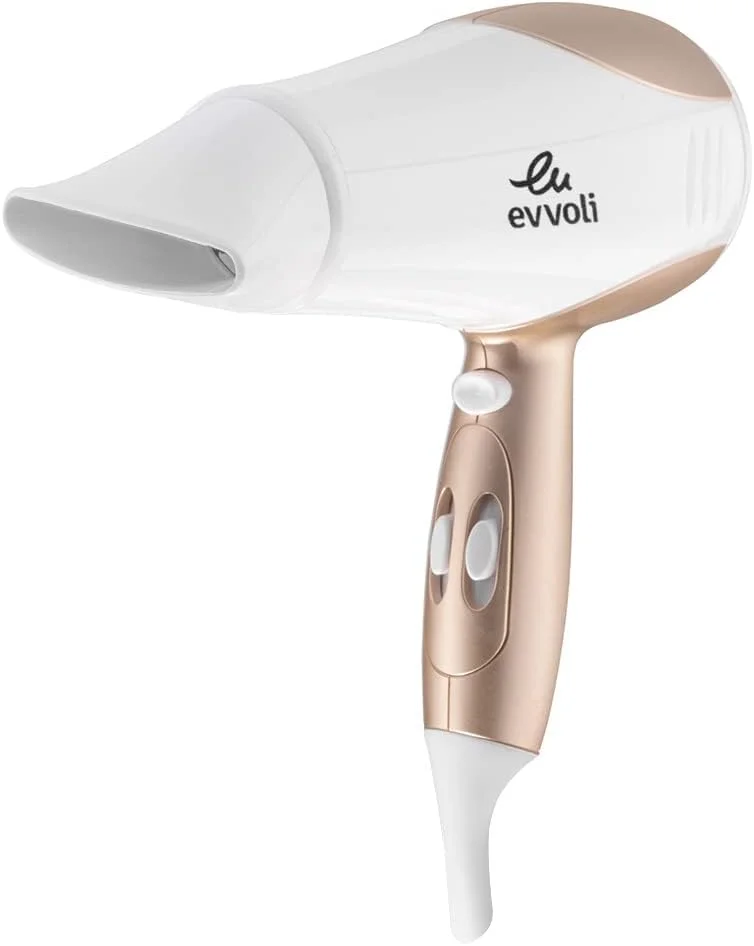 سشوار evvoli، 2200 وات، موتور DC قدرتمند، سشوار خشک کننده سریع با 2 سرعت و 3 تنظیمات، EVHC-HD2200W