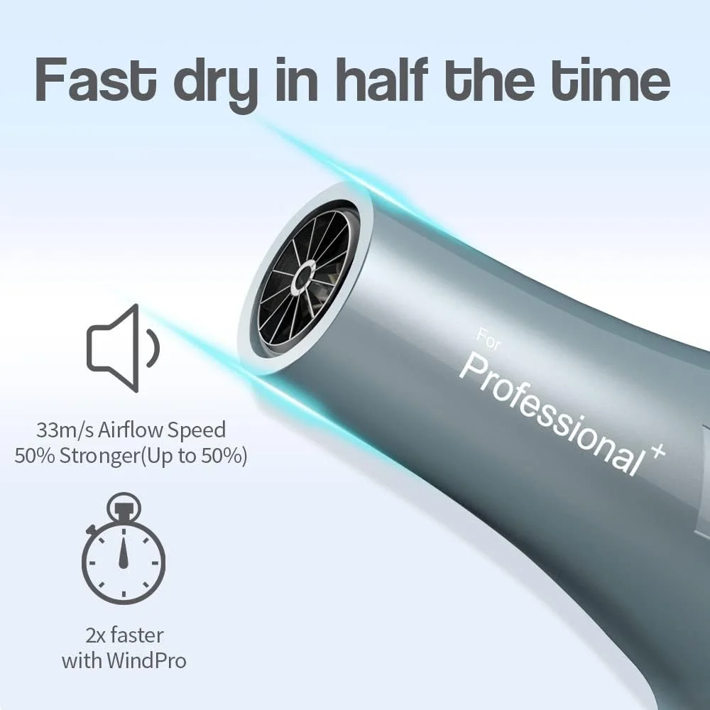 سشوار یونی فاسزین، سشوار حرفه ای 2500 وات با 2 سرعت و 3 تنظیم حرارت، سشوار سریع خشک کن سالنی با دیسپانسر، نازل و شانه متمرکز کننده