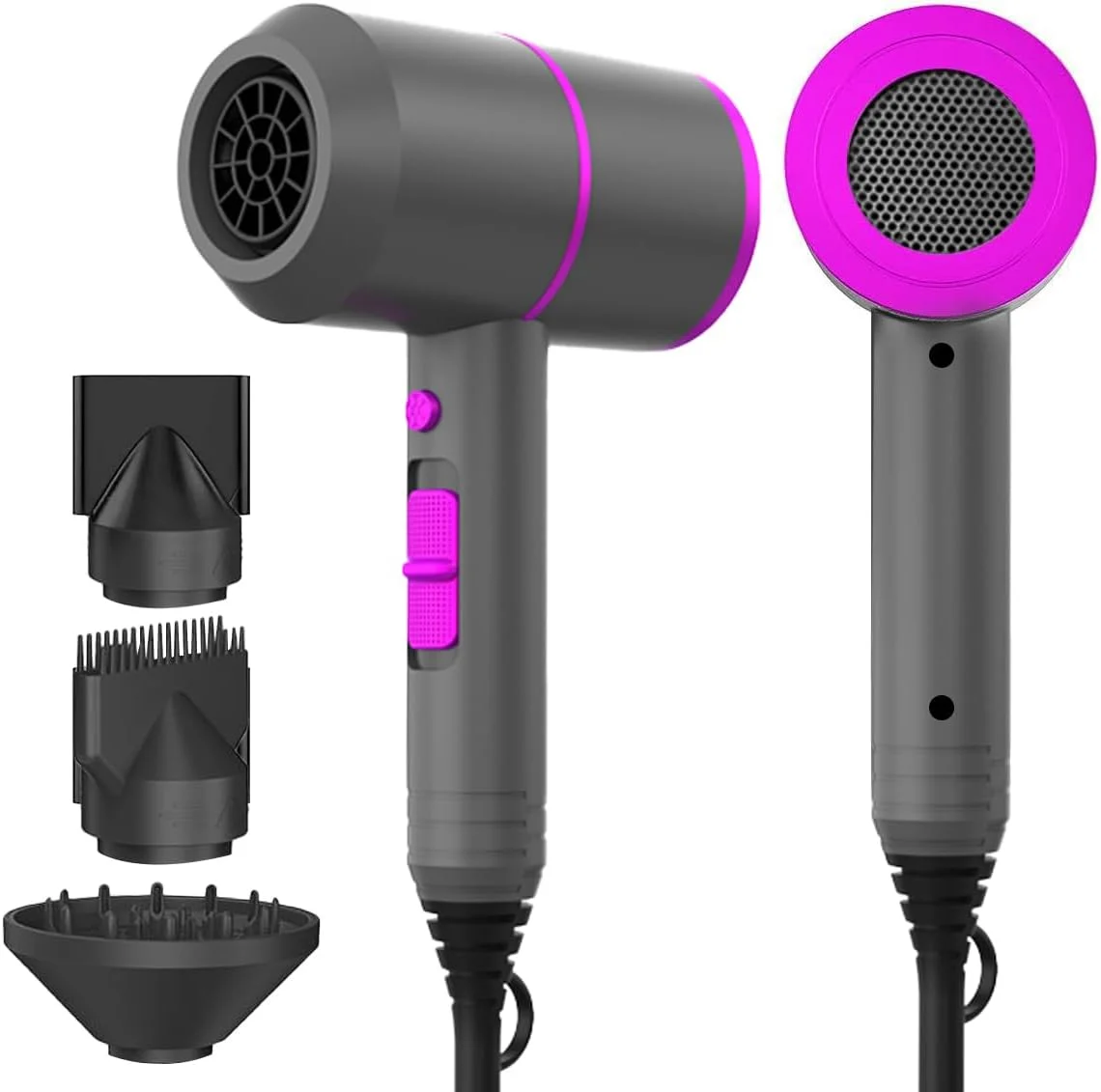 سشوار یونی حرفه ای، سشوار قدرتمند 1800 واتی با خشک کردن سریع، صدای کم، دارای 2 متمرکز کننده و 1 پخش کننده برای استفاده در منزل، سالن و مسافرت