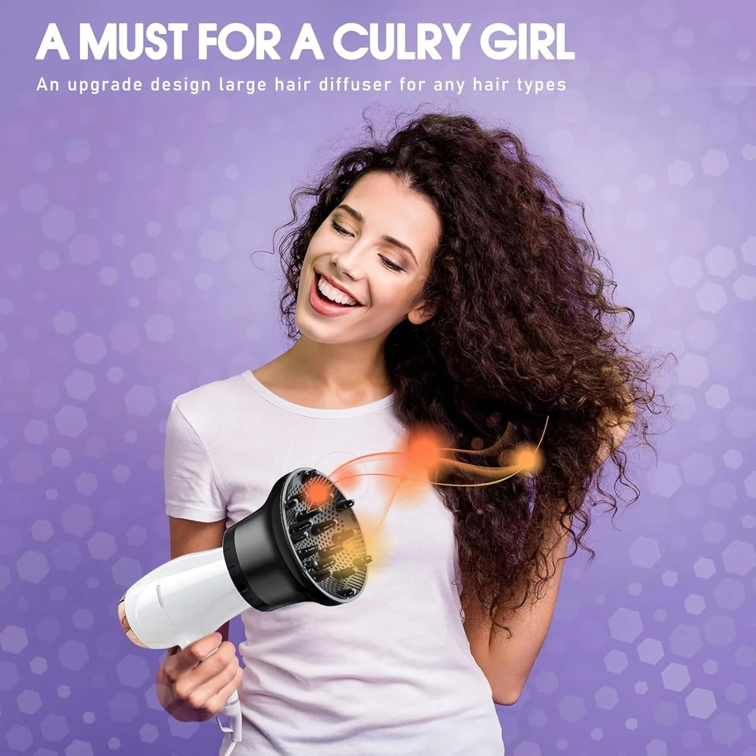 پخش کننده (دیفیوزر) سشوار یونیورسال برای موهای فر، موج دار، ضخیم و طبیعی، پخش کننده حرفه ای سشوار با المنت لانه زنبوری، قابل تنظیم از 3.5 تا 6.6 سانتی متر برای نازل سشوار