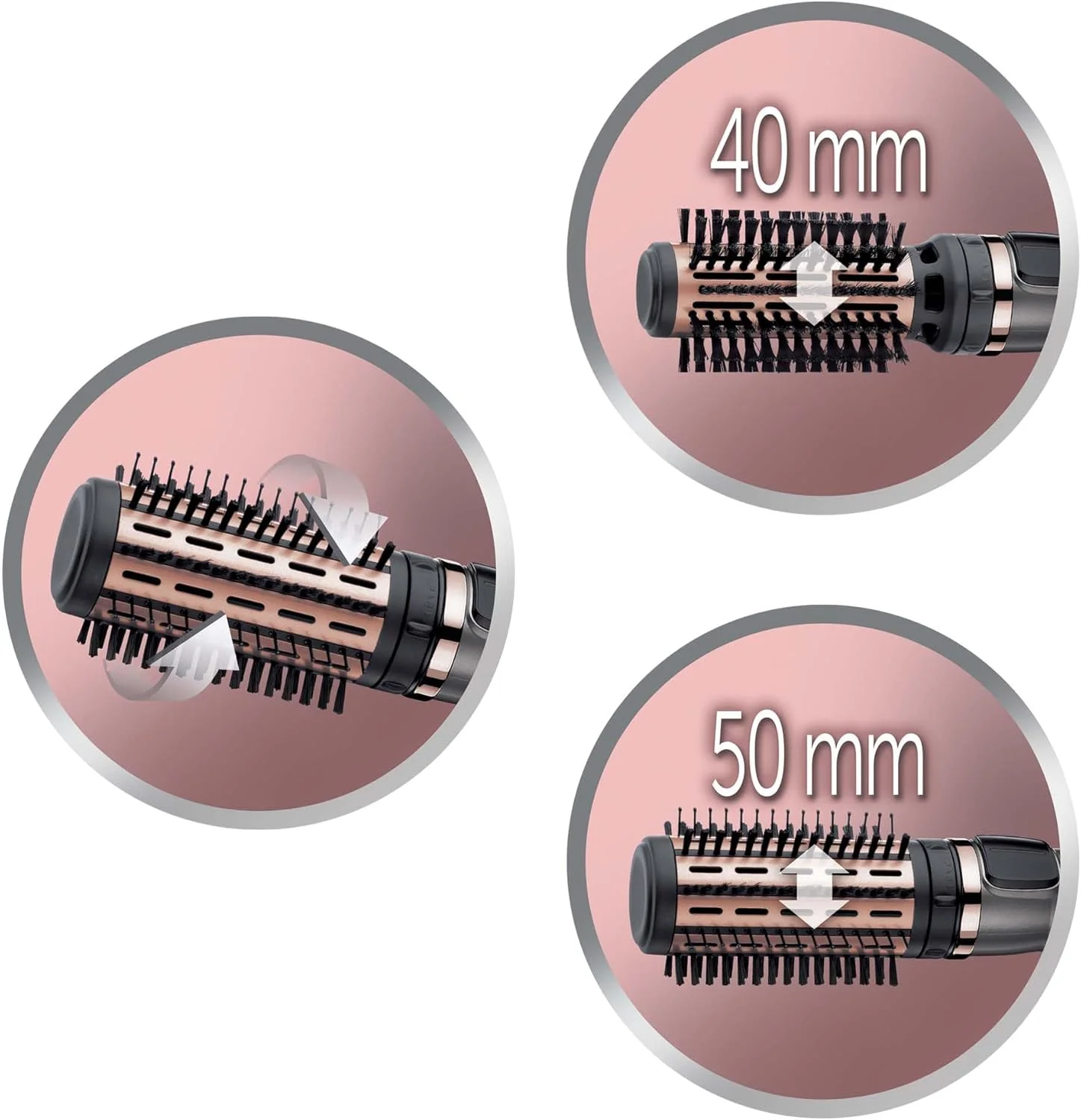 برس چرخشی حالت دهنده مو رمینگتون [مراقبت با کراتین و روغن بادام] کراتین پروتکت (1000 وات، سرامیک، دمای متغیر، 3 لوازم جانبی: 2 برس گرد 40 و 50 میلی متر، شانه حجم دهنده) AS8811