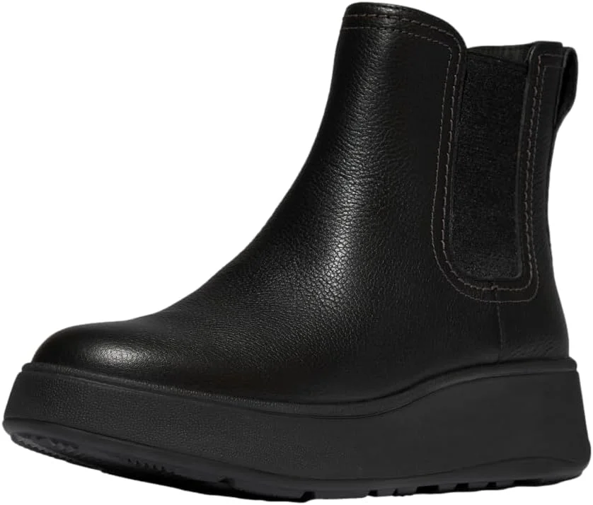 نیم بوت چلسی زنانه فیت فلاپ مدل F-mode Stitch با چرم پرداخت شده گرم