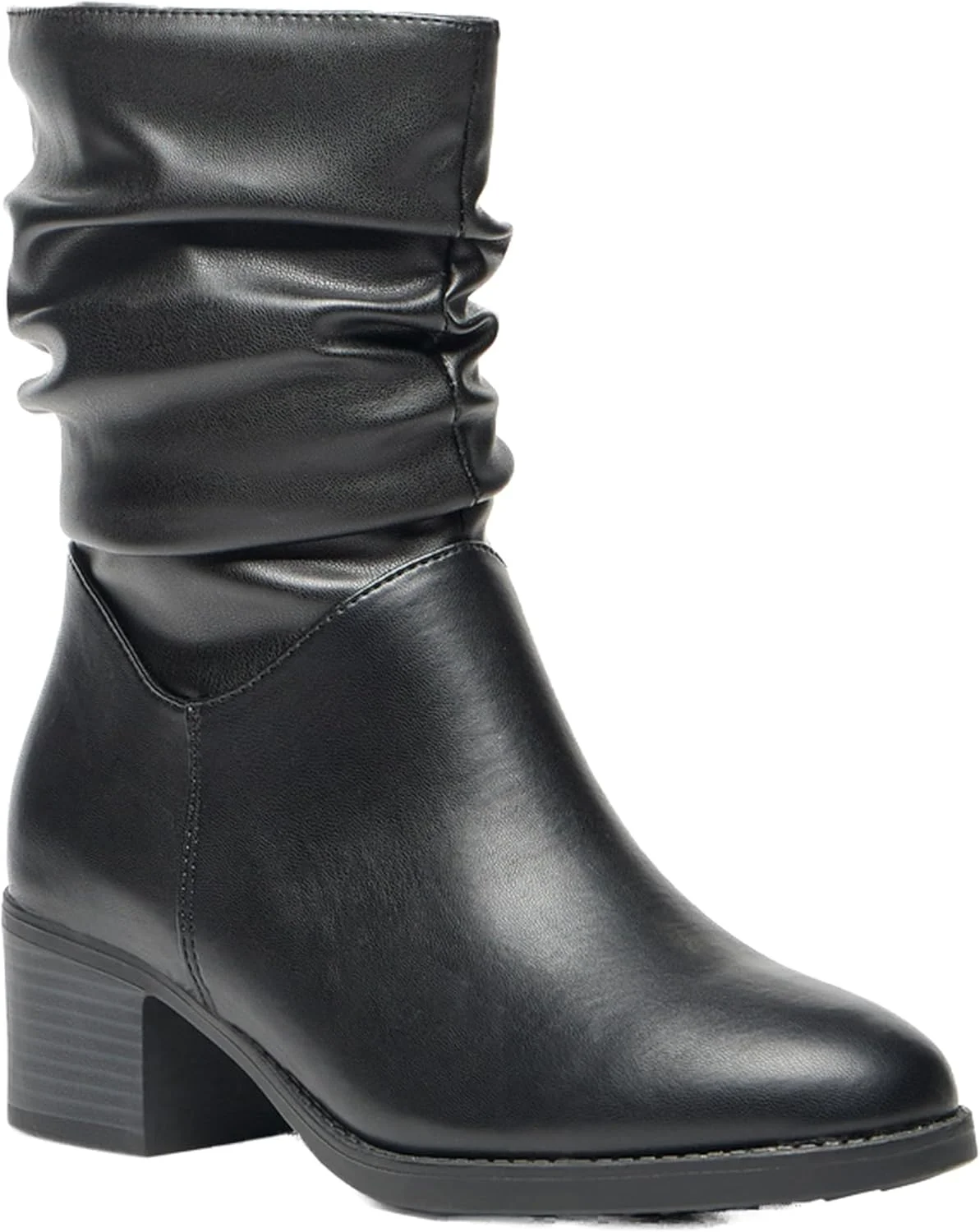 Celeste Women L14609 - بوت های ساق بلند چروک دار با زیپ و پاشنه پهن