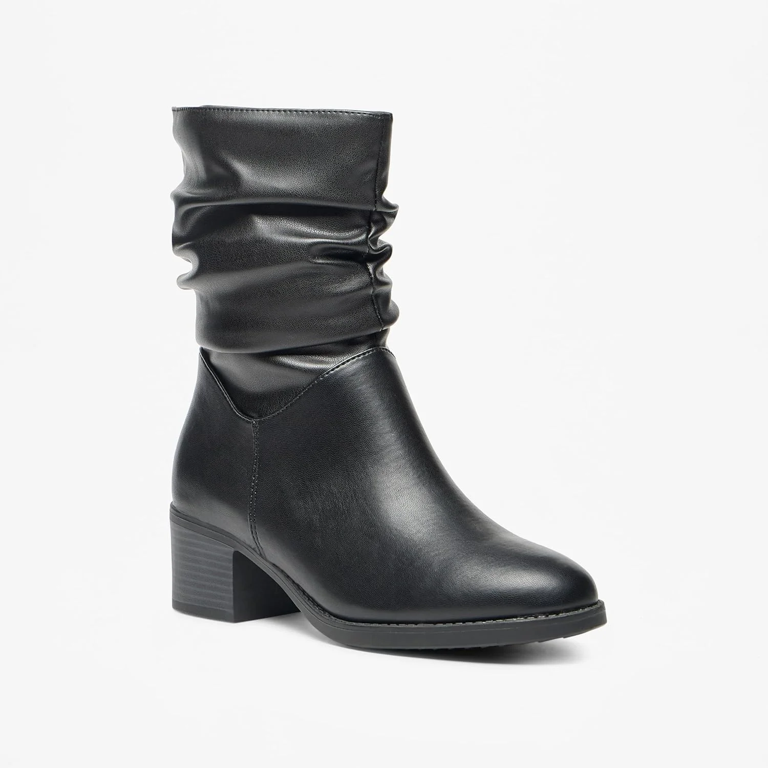 Celeste Women L14609 - بوت های ساق بلند چروک دار با زیپ و پاشنه پهن