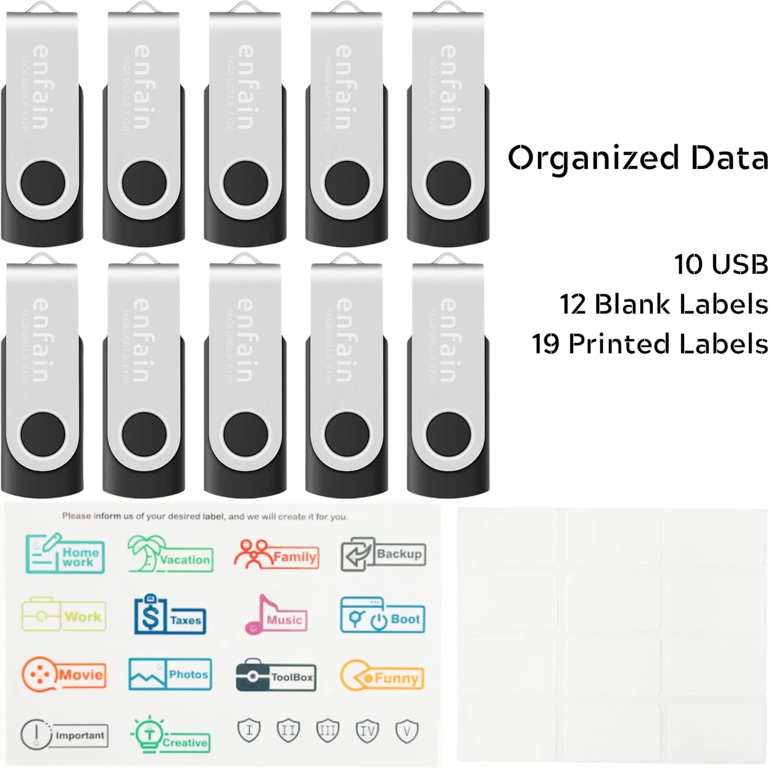 فلش مموری 4 گیگابایتی USB 2.0 اِنفین، بسته 10 عددی، مشکی، حافظه کوچک، درایوهای انگشتی، برای پشتیبان گیری و انتقال فایل