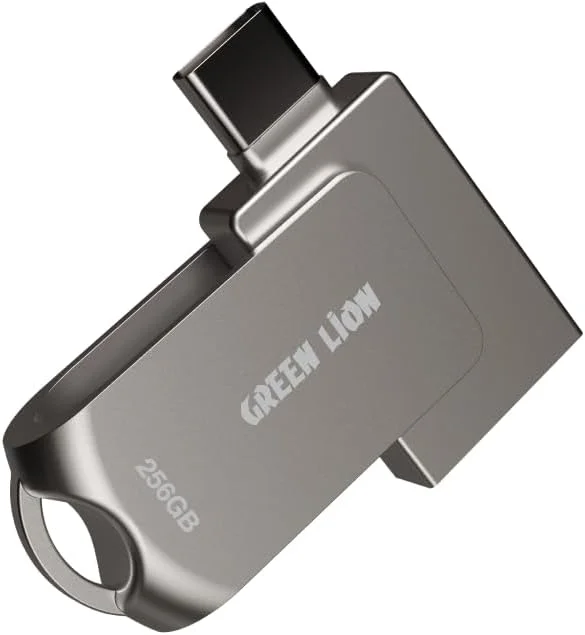 فلش مموری دو کاره 256 گیگابایتی Green Lion با پورت USB-C، انتقال داده با سرعت بالا USB 3.0، پشتیبانی از USB-A و Type-C OTG، طراحی چرخان 360 درجه، سرعت خواندن 100 مگابایت بر ثانیه، مناسب برای گوشی هوشمند/لپ تاپ/کامپیوتر - نقره ای فلش مموری دو کاره 256 گیگابایتی Green Lion با پورت USB-C، انتقال داده با سرعت بالا USB 3.0، پشتیبانی از USB-A و Type-C OTG، طراحی چرخان 360 درجه، سرعت خواندن 100 مگابایت بر ثانیه، مناسب برای گوشی هوشمند/لپ تاپ/کامپیوتر - نقره ای