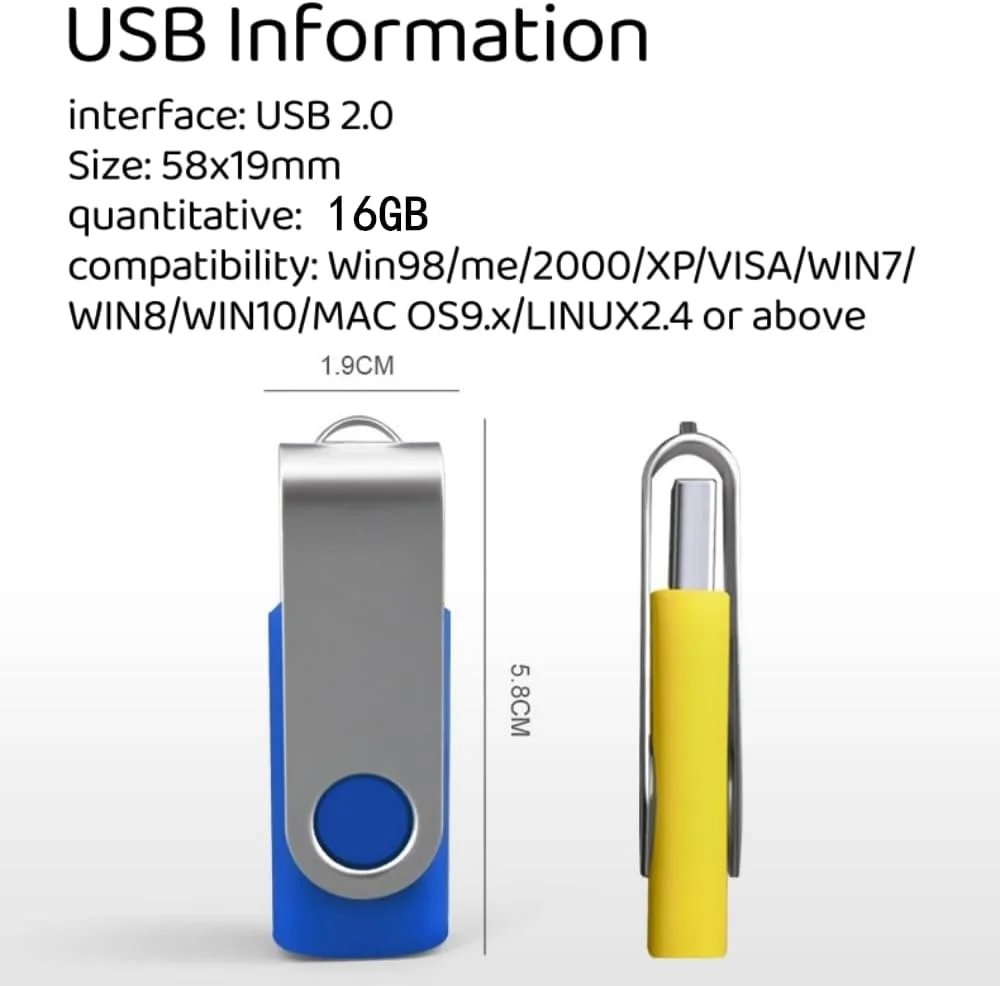 بسته 10 عددی فلش مموری 16 گیگابایتی چند رنگ - فلش درایوهای USB 2.0 برای انتقال اسناد - حافظه های کوچک برای دفتر/مدرسه/پروژه - رنگ های متنوع برای شناسایی آسان USB