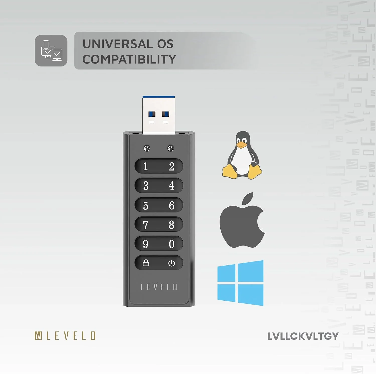 فلش مموری USB دیجیتال Levelo LockVault با ظرفیت 128 گیگابایت - خاکستری