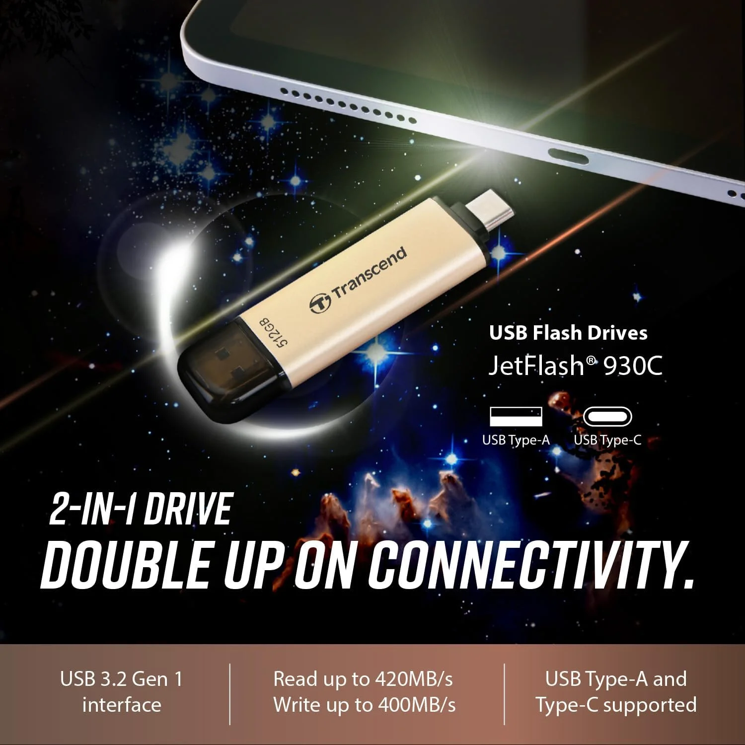 فلش مموری USB ترنسند JetFlash 930C با ظرفیت 128 گیگابایت، USB A 3.2 Gen 1، USB C، مدل TS128GJF930C، رزگلد فلش مموری USB ترنسند JetFlash 930C با ظرفیت 128 گیگابایت، USB A 3.2 Gen 1، USB C، مدل TS128GJF930C، رزگلد