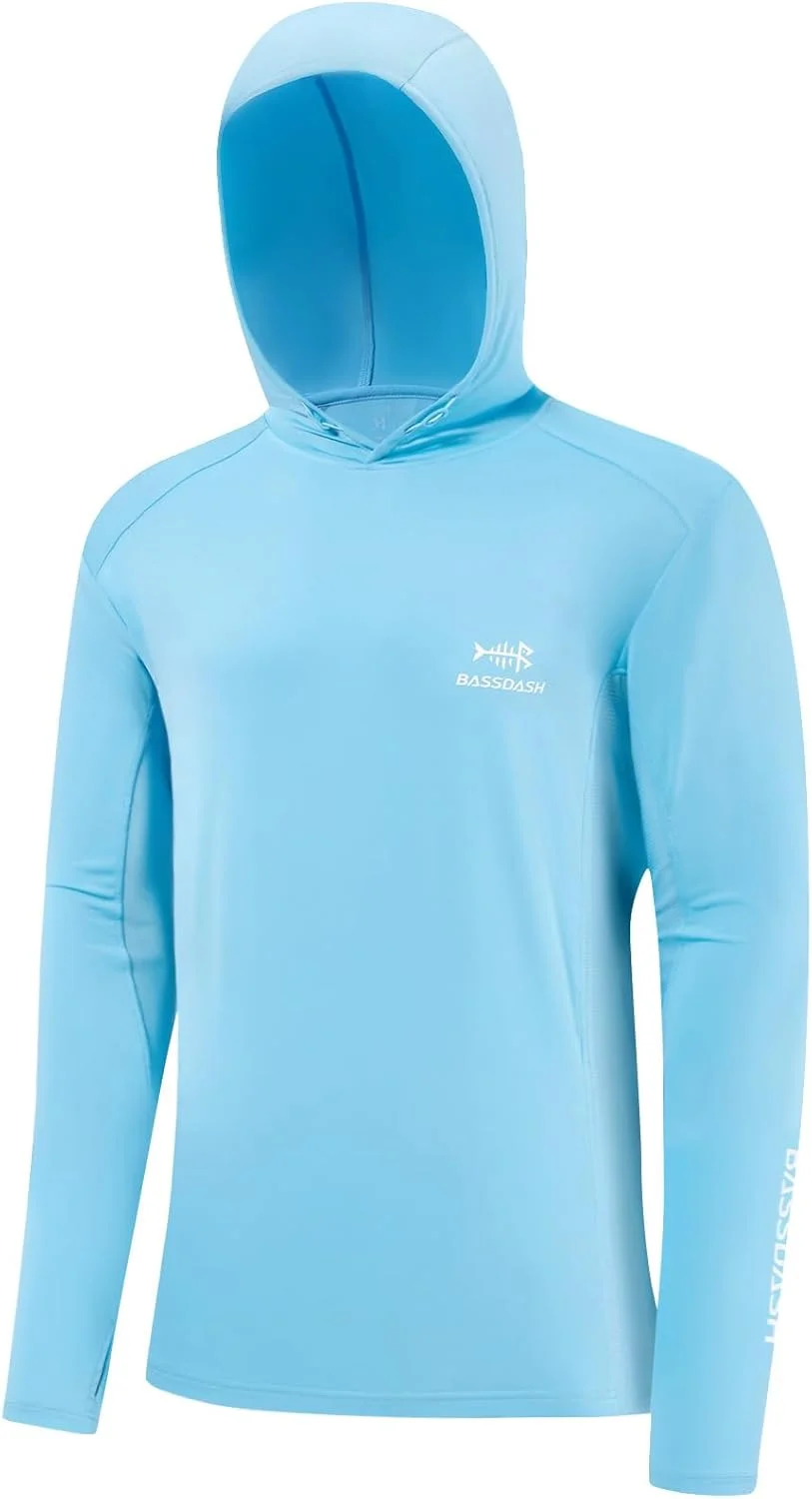 تی‌شرت آستین بلند کلاه دار مردانه باسدش با محافظت UPF 50+ در برابر اشعه ماوراء بنفش مناسب ماهیگیری، پیاده‌روی و فعالیت‌های فضای باز مدل FS33M