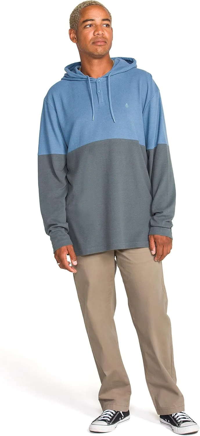 تی شرت آستین بلند مردانه کلاه دار Henley Thermal Volcom – پلیور بافتنی وافل