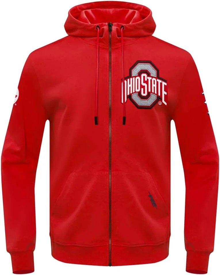 هودی زیپ‌دار مردانه مدل کالج کلاسیک با طرح برجسته