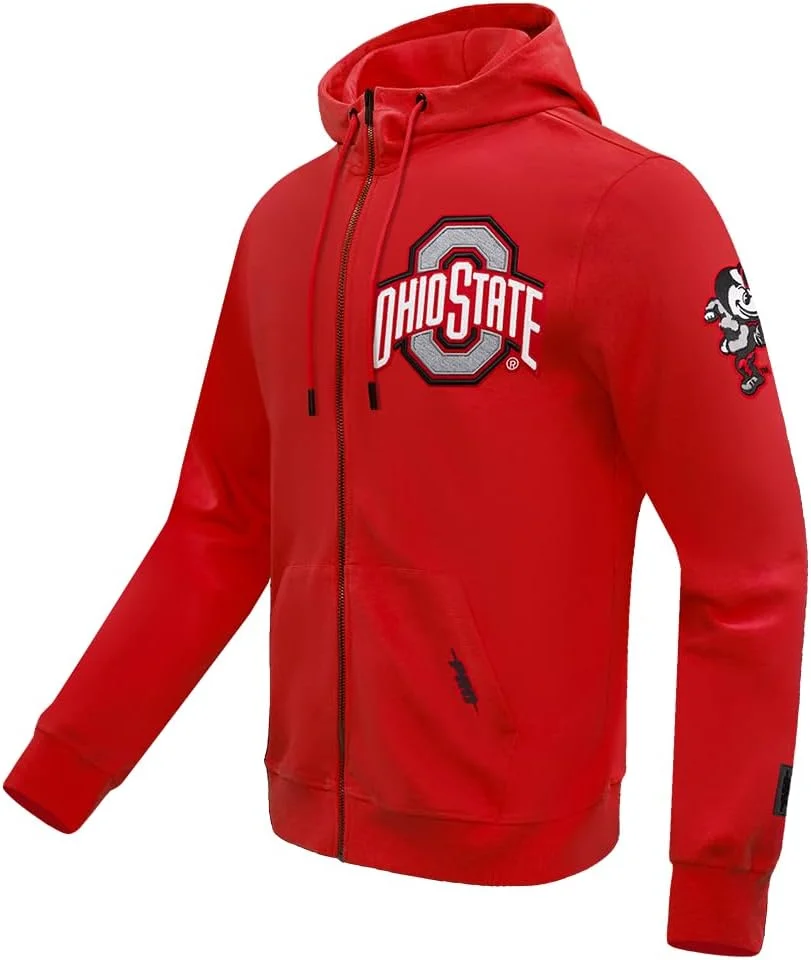 هودی زیپ‌دار مردانه مدل کالج کلاسیک با طرح برجسته