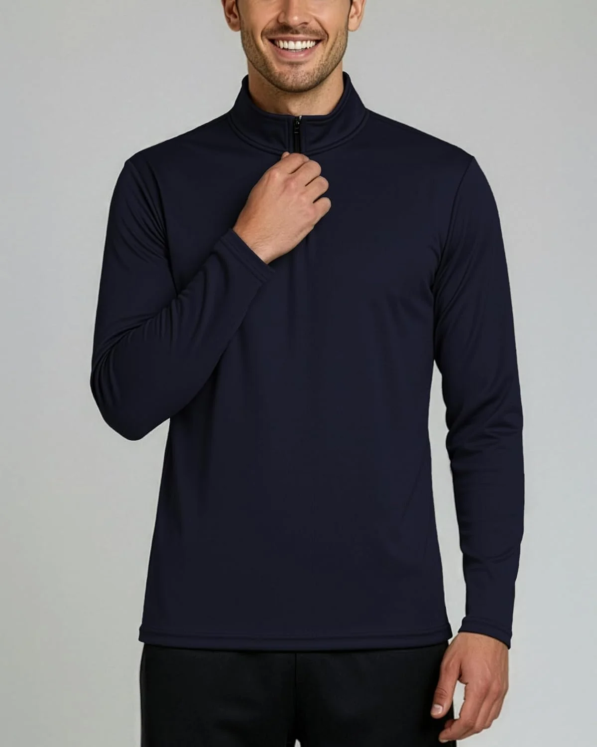 ست 3 عددی آستین بلند ورزشی مردانه با زیپ یک‌چهارم - مناسب فعالیت‌های بیرون از خانه با محافظت UPF 50+ (موجود در سایزهای بزرگ)