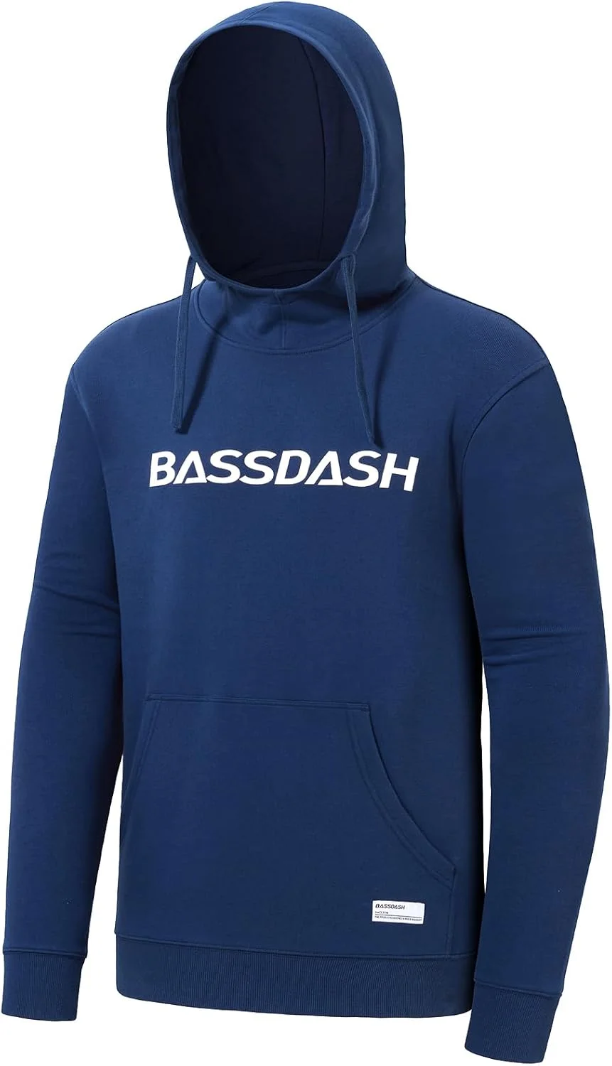 هودی مردانه پنبه‌ای BASSDASH آستین بلند، کلاه دار، بند دار، گرم و راحت با جیب کانگورویی
