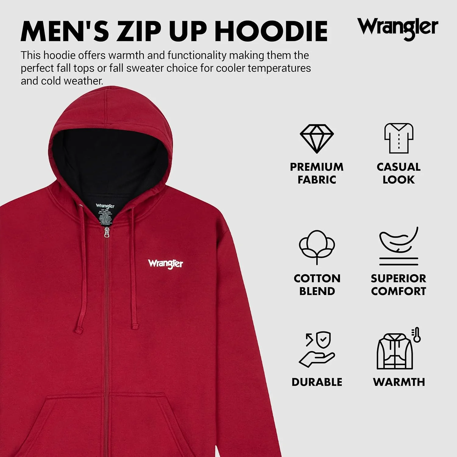 هودی مردانه بزرگ و قد بلند با آستر حرارتی و زیپ