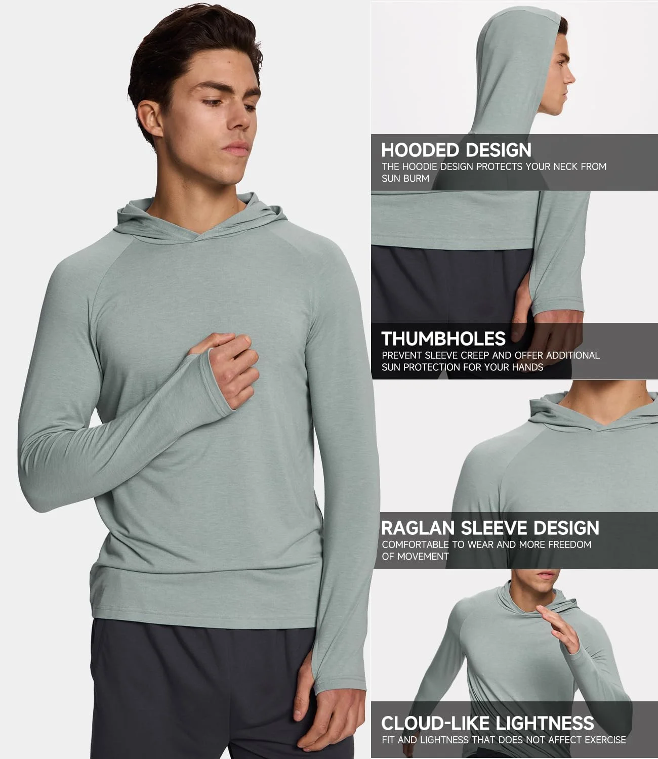 هودی مردانه خنک بامبو با محافظت در برابر آفتاب UPF 50+، نرم و سبک، آستین بلند، مناسب ماهیگیری و دارای سوراخ انگشت شست هودی مردانه خنک بامبو با محافظت در برابر آفتاب UPF 50+، نرم و سبک، آستین بلند، مناسب ماهیگیری و دارای سوراخ انگشت شست