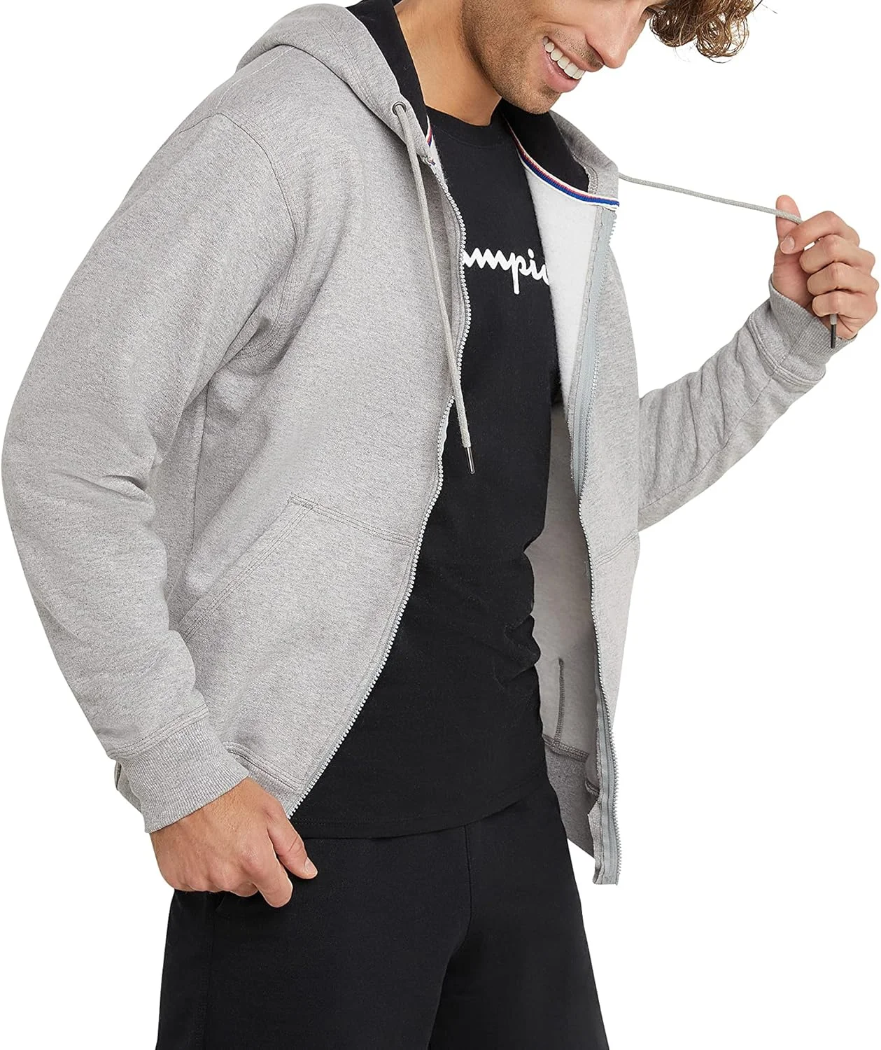 هودی زیپ‌دار مردانه چمپیون، سویشرت زیپ‌دار راحت برای مردان (سایز معمولی یا بزرگ)