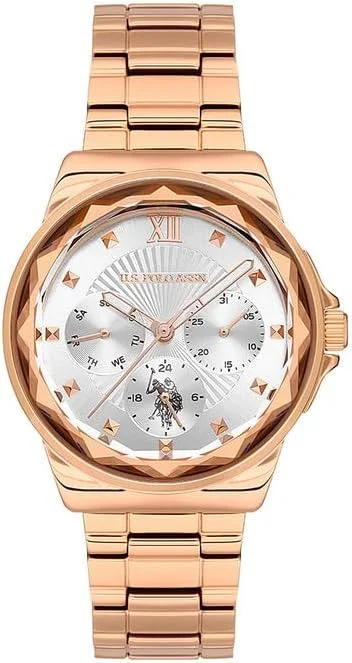 ساعت مچی زنانه یو.اس. پولو اَسِن مدل Crossing با صفحه نقره ای و بند استیل رزگلد 35 میلی متری ساعت مچی زنانه یو.اس. پولو اَسِن مدل Crossing با صفحه نقره ای و بند استیل رزگلد 35 میلی متری