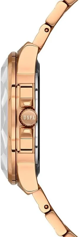 ساعت مچی زنانه یو.اس. پولو اَسِن مدل Crossing با صفحه نقره ای و بند استیل رزگلد 35 میلی متری