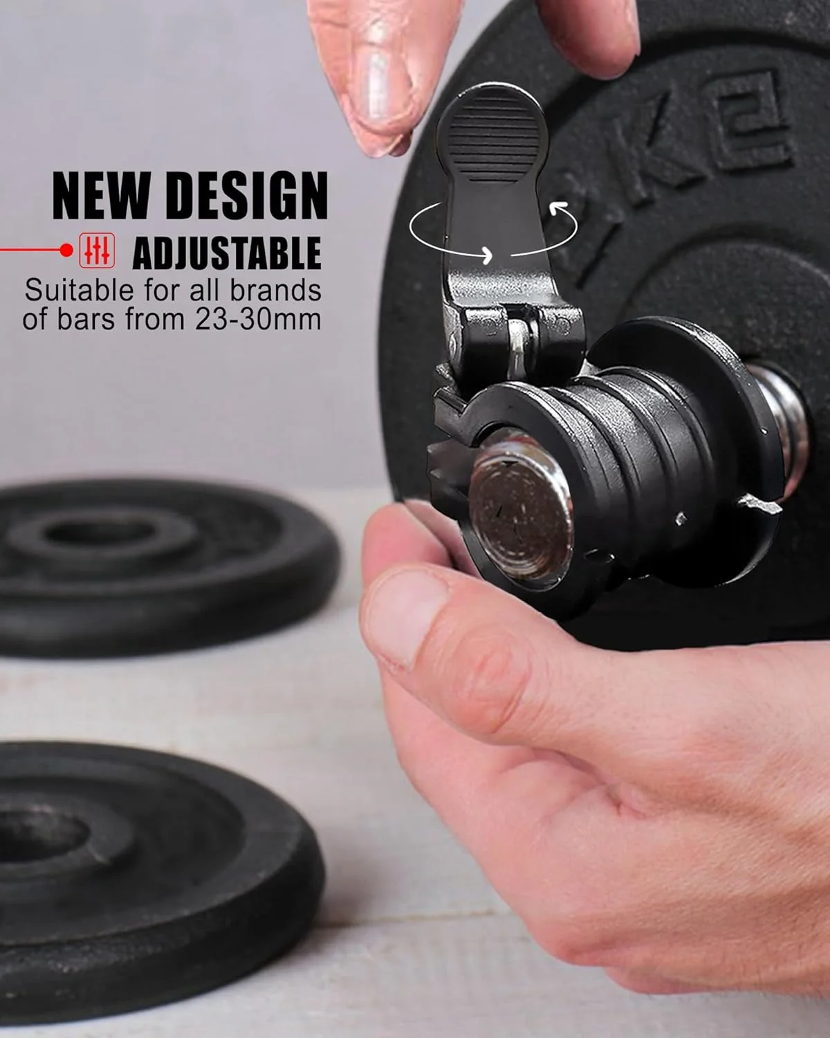 گیره هالتر 1 اینچی چند سایز قابل تنظیم | گیره هالتر 1 اینچی | گیره های وزنه رهاسازی سریع جفتی برای میله دمبل (مشکی 0.9-1.18 اینچ)