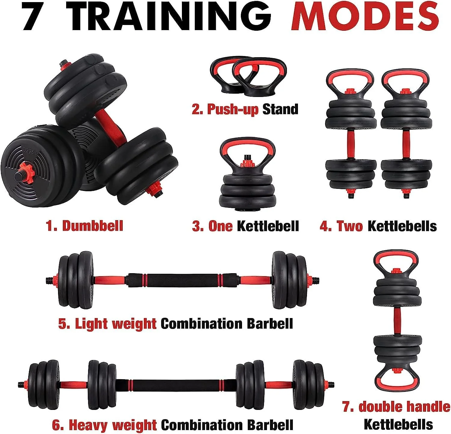 ست دمبل قابل تنظیم هوم جیم یالا، ست وزنه 7 در 1 با میله اتصال، دسته های ضد لغزش، ست وزنه چند منظوره برای تمرینات ورزشی و تقویت عضلات